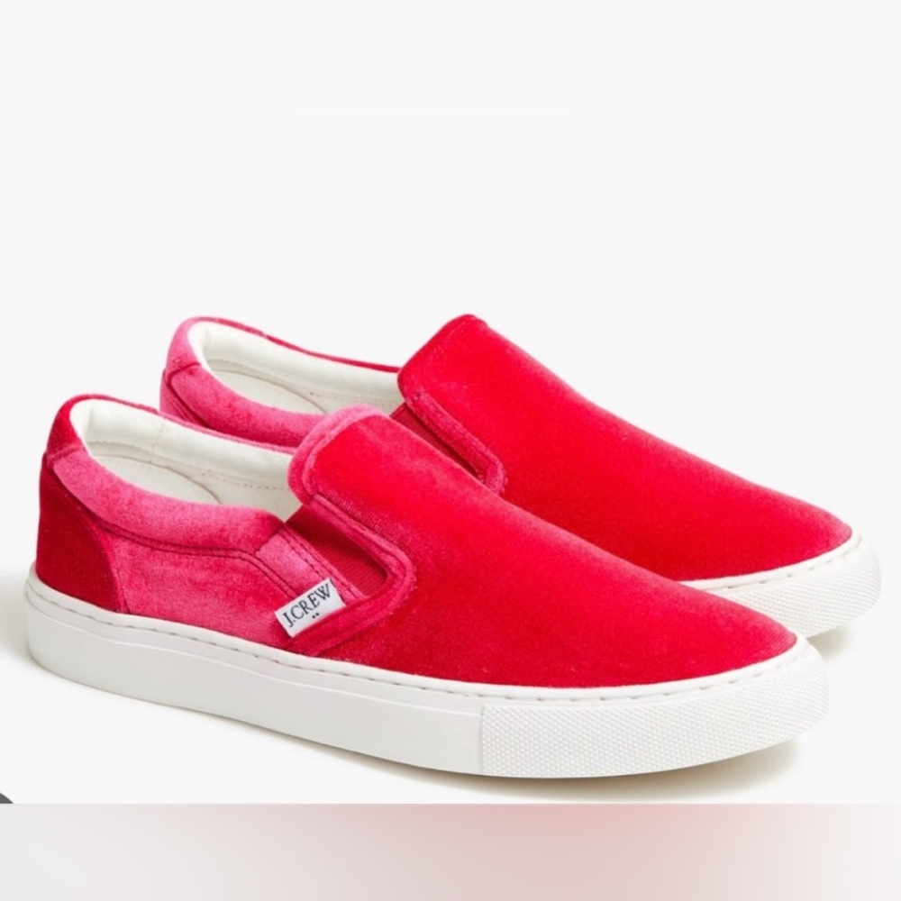 J Crew Velvet Road Trip Barbie Slip Ons